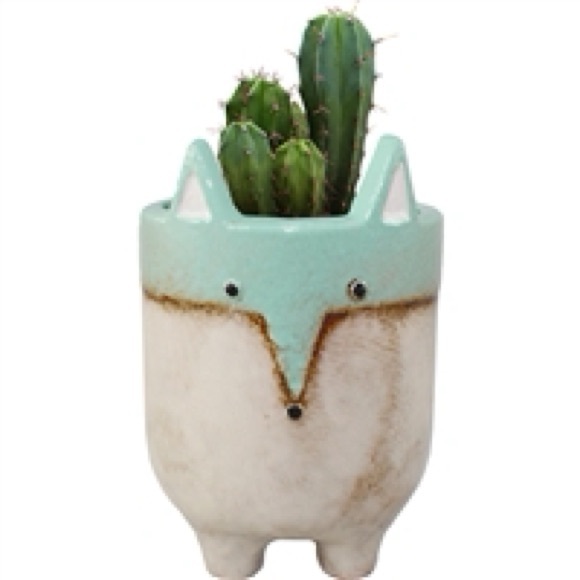 New The Fox Ceramic Succulent Mini Animal Planter Pot blue artistic 🪴 was $70 - Picture 3 of 10
